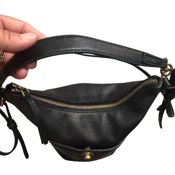 Fossil Talulla Small Hobo Leather Bag Handbag Black Gold Purse Excellent - Picture 4 of 14